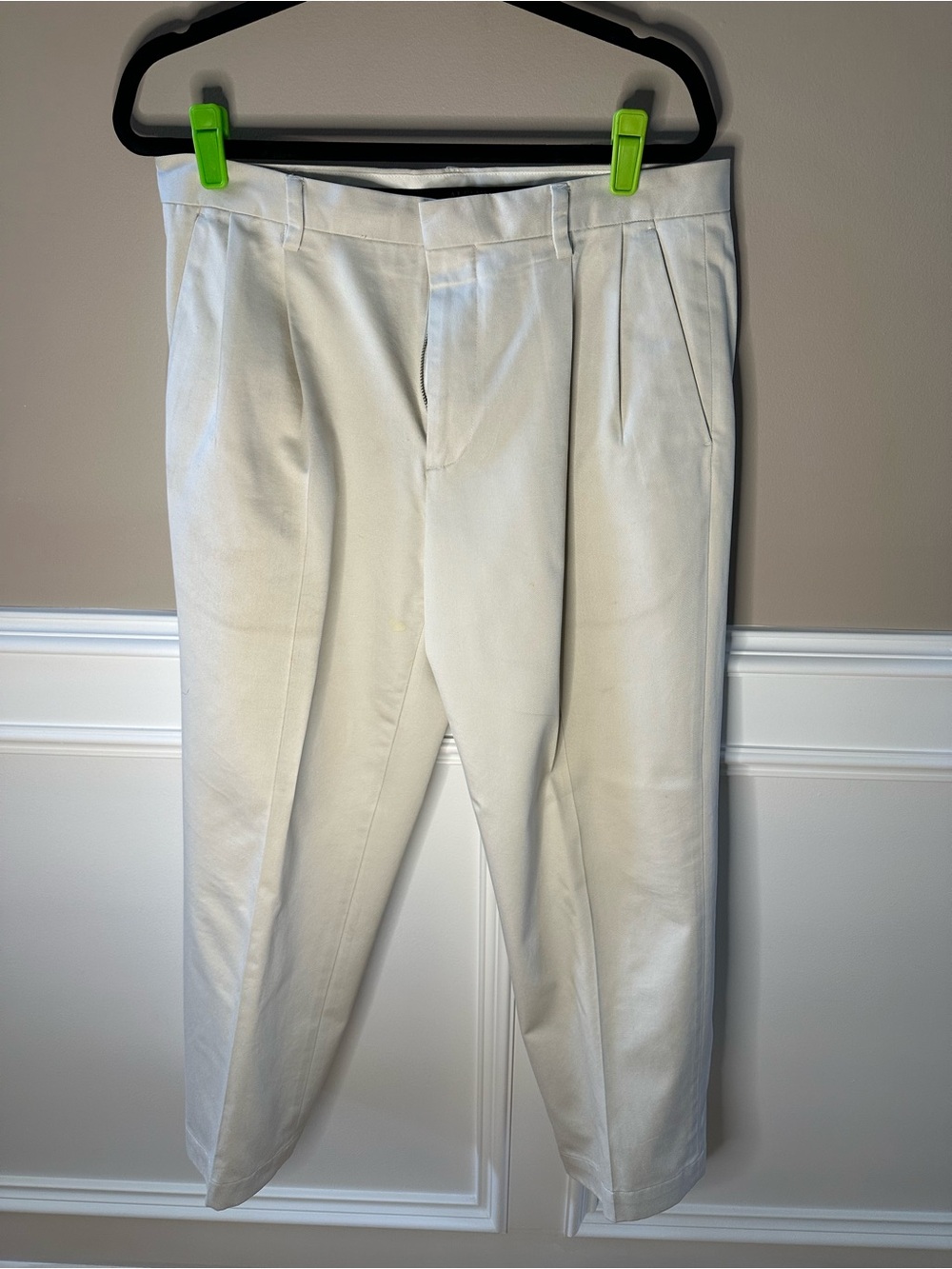 Men's Alafani 34 w 30 L Classic Cream Pants - Tailored Pleat Front